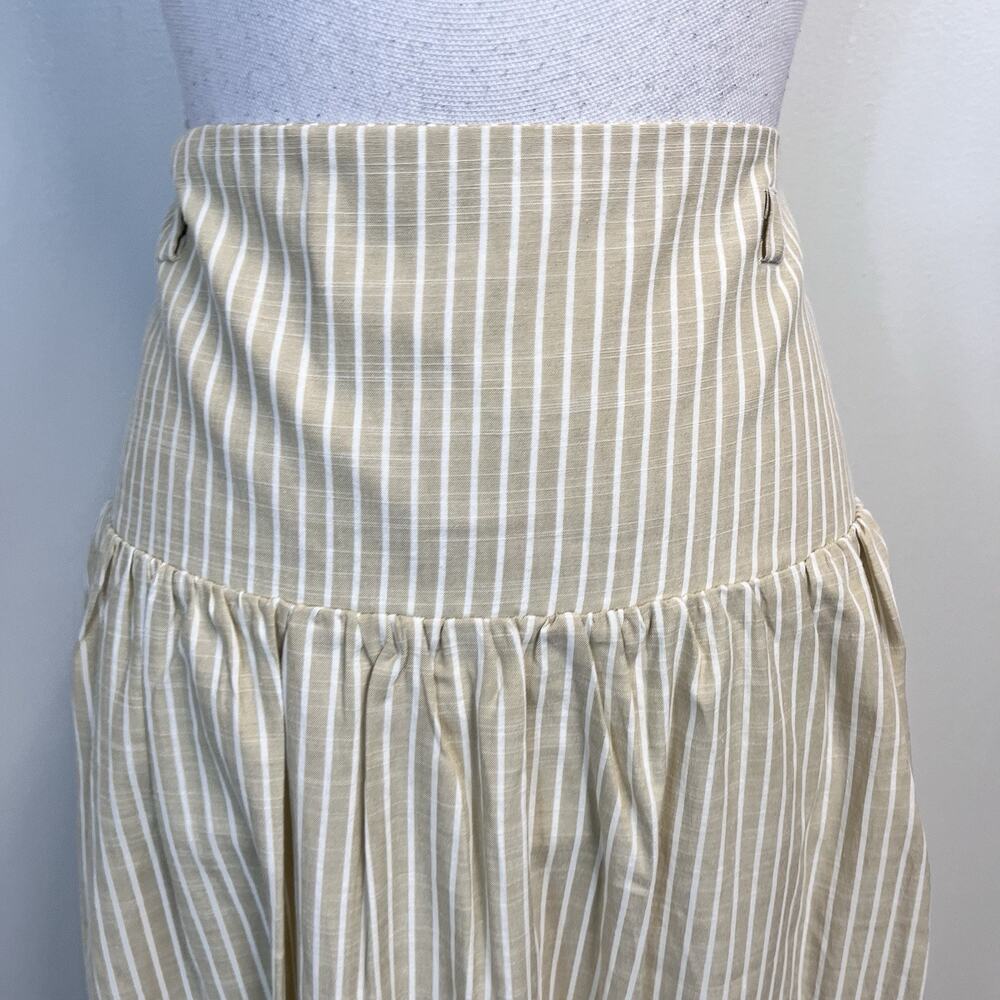 Moon River Luminary Skirt sz Medium White Khaki Striped Long Pockets Boho Modest - Picture 6 of 10
